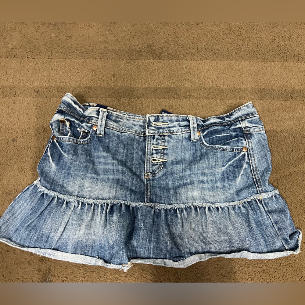 Denim Vanity ruffled mini skirt